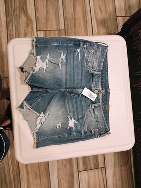 torrid Faded Blue Distressed Denim Cutoff Shorts